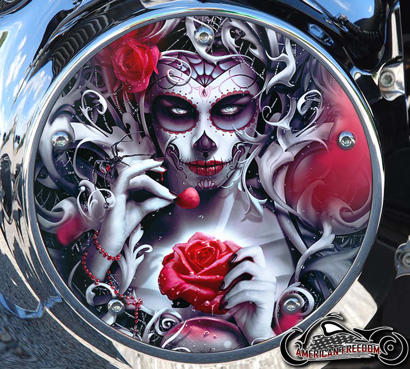 Custom Derby Cover - Day Of The Dead Roses